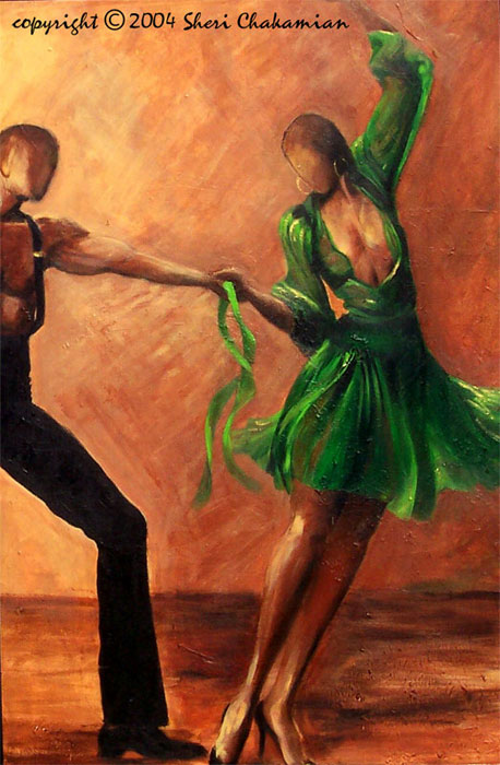 Salsa Dancers acrylic paining on canvas 