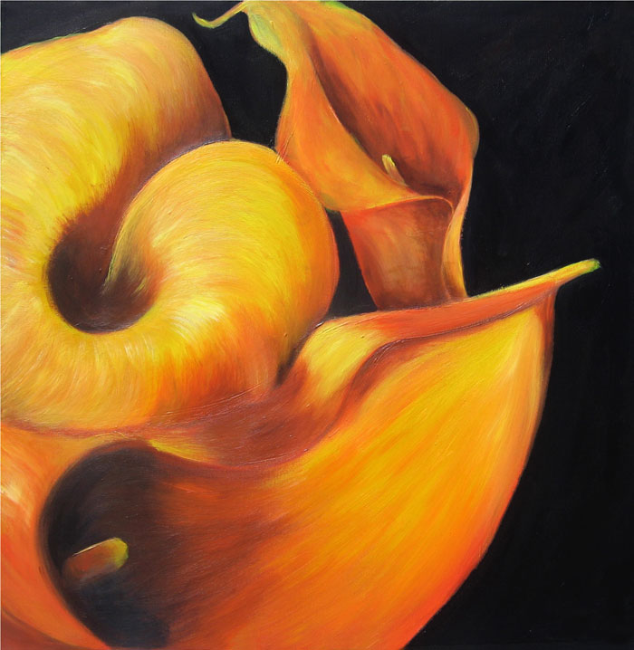 Cala orange flower painting 